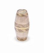 A GERMAN SILVER BARREL FORM DOUBLE BEAKER, CIRCA 1800