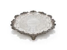 A VICTORIAN SILVER SHAPED CIRCULAR SALVER, EDWARD, JOHN & WILLIAM BARNARD, LONDON 1846