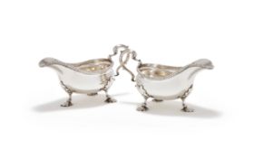 A PAIR OF GEORGE II SILVER OVAL SAUCE BOATS, WILLIAM GRUNDY, LONDON 1759