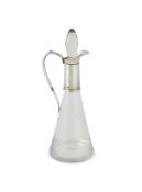 A SILVER MOUNTED AND GLASS CLARET JUG, MAKER'S MARK T. R. S., LONDON 2002
