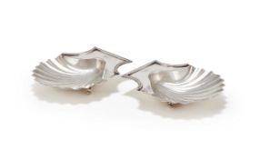 A PAIR OF GEORGE III SILVER SHELL SHAPED BUTTER DISHES, JOHN EMES, LONDON 1807