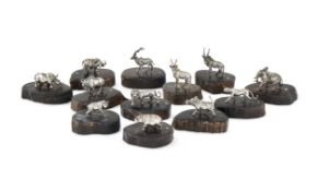 PATRICK MAVROS, TWELVE SILVER MODELS OF ANIMALS, ZIMBABWE, MODERN