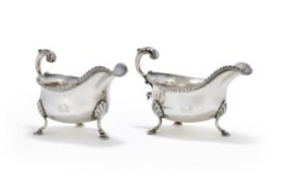 A PAIR OF GEORGE III SILVER OVAL SAUCE BOATS, GEORGE SMITH, LONDON 1766