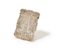 AN AMERICAN SILVER SHAPED RECTANGULAR CARD CASE, UNMARKED