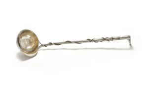 A COLONIAL SILVER NOVELTY CAP PUNCH LADLE, UNMARKED, POSSIBLY INDIAN