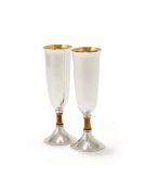 BUCCELLATI, A CASED PAIR OF SILVER CHAMPAGNE FLUTES, PADOVA POST 1968 .925 STANDARD