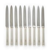 A SET OF NINE FRENCH SILVER HANDLED TABLE KNIVES, ÉMILE PUIFORCAT, PARIS, 1838 - 1937 SMALL ARTICLE