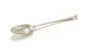 A GEORGE II SILVER HANOVERIAN PATTERN BASTING SPOON, JERIMIAH KING, LONDON 1743