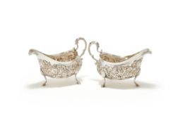 A PAIR OF IRISH PROVINCIAL SILVER OVAL SAUCE BOATS, POSSIBLY BY HENRY DOWENS, LIMERICK CIRCA 1780