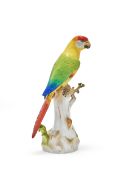 A MEISSEN MODEL OF A PARROT, BLUE CROSSED SWORDS MARK, LATE 19TH CENTURY