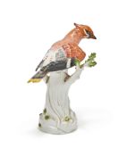 A MEISSEN MODEL OF A WAXWING, 20TH CENTURY