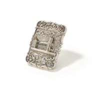 A VICTORIAN SILVER SHAPED RECTANGULAR CARD CASE, NATHANIEL MILLS, BIRMINGHAM 1845