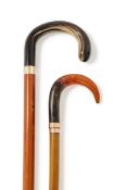 Y TWO GOLD MOUNTED WALKING STICKS