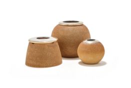 THREE ROYAL DOULTON POTTERY AND SILVER MOUNTED MATCH STRIKERS