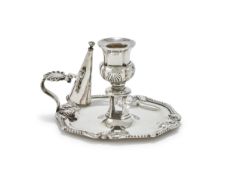 A GEORGE III SILVER CHAMBERSTICK, MAKER'S MARK H. & N., SHEFFIELD 1814