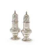 A MATCHED PAIR OF GEORGE III SILVER CASTERS, JOHN DELMESTER AND ROBERT PEASTON