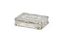 A VICTORIAN SILVER SHAPED RECTANGULAR SNUFF BOX, EDWARD SMITH, BIRMINGHAM 1859