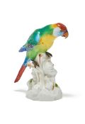 A MEISSEN MODEL OF A PARROT, BLUE CROSSED SWORDS MARKS, LATE 19TH CENTURY