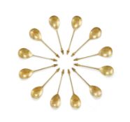 A SET OF TWELVE GEORGE IV SILVER GILT MAIDENHEAD TEASPOONS, EDWARD FARRELL, LONDON 1820