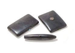 A GUN METAL CIGARETTE CASE, STAMPED 57 OVER 3