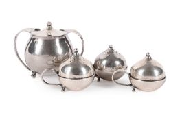 GEORG JENSEN (DANISH 1866-1935), MODEL '667' CRUET SET, DESIGNED CIRCA 1920, 1933-1944