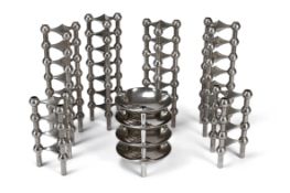FRITZ NAGEL AND CEASER STOFFI (ATTRIBUTED), MODULAR INTERLOCKING CANDLESTICKS; MID-20TH CENTURY