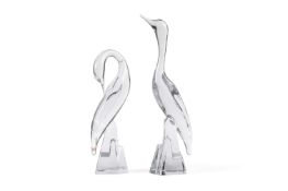 DAUM FRANCE, TWO CRANE SCULPTURES, LATE 20TH CENTURY