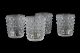 LALIQUE, FOUR 'MOSSI' CANDLEHOLDERS, 21ST CENTURY