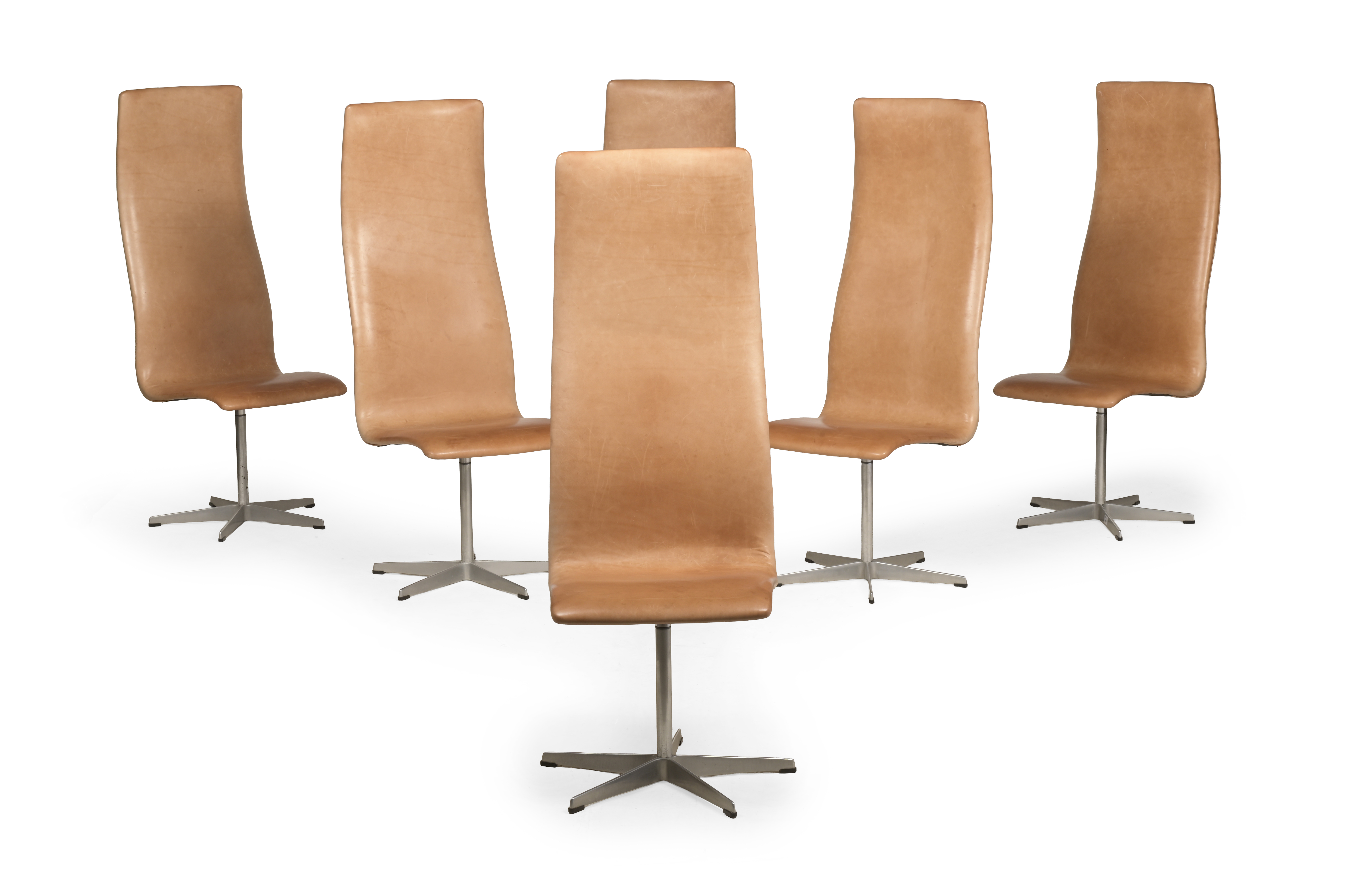ARNE JACOBSEN (DANISH, 1902, 1971), SIX HIGH BACK 'OXFORD' CHAIRS; DESIGNED 1963-1965; CIRCA 1975