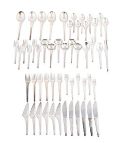 HENNING KOPPEL (DANISH, 1918-1981), FOR GEORG JENSEN 'CARAVEL' DINING SET, DESIGNED 1957
