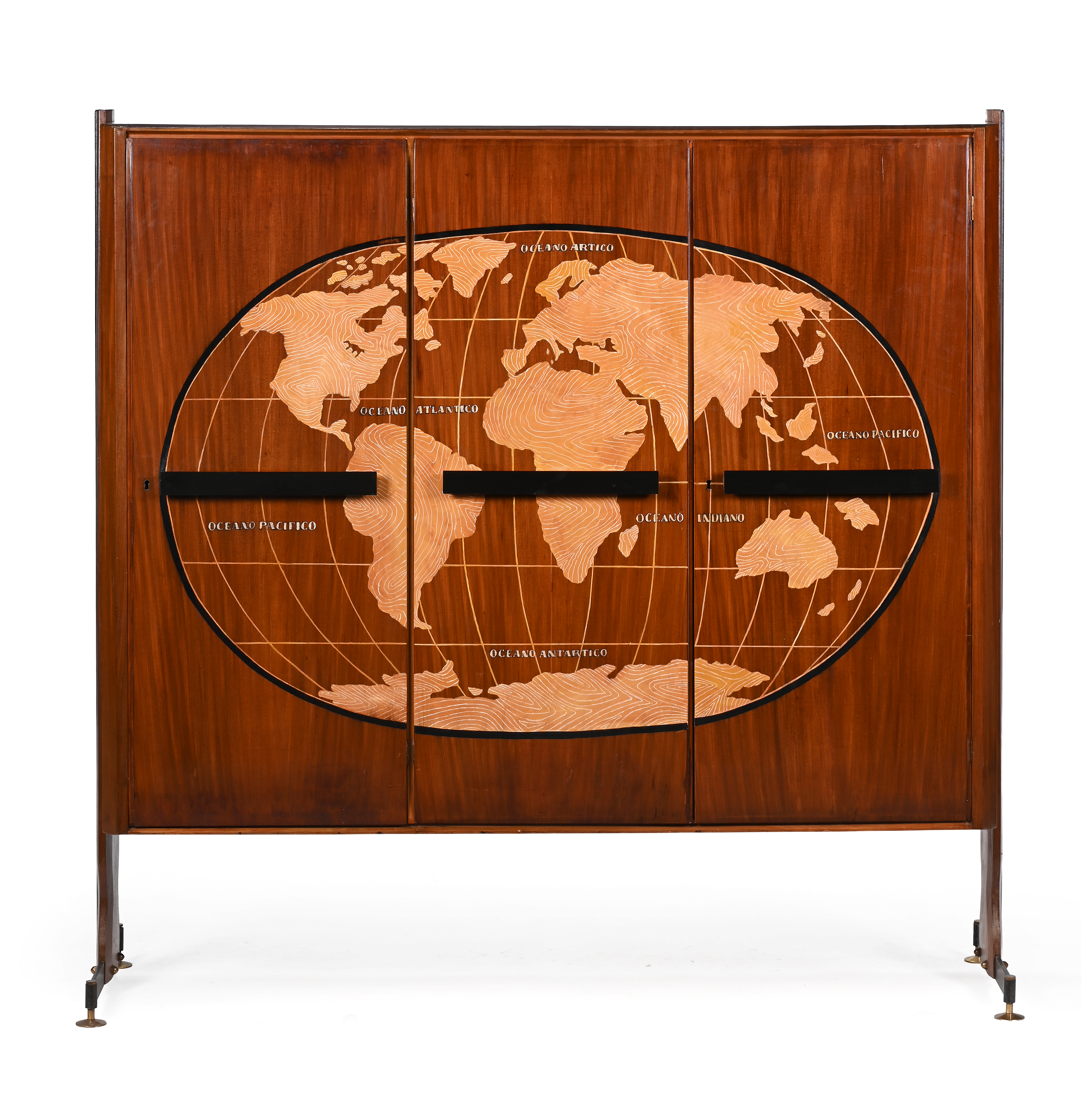 AN ITALIAN 'MAP OF THE WORLD' CABINET, MID 20TH CENTURY