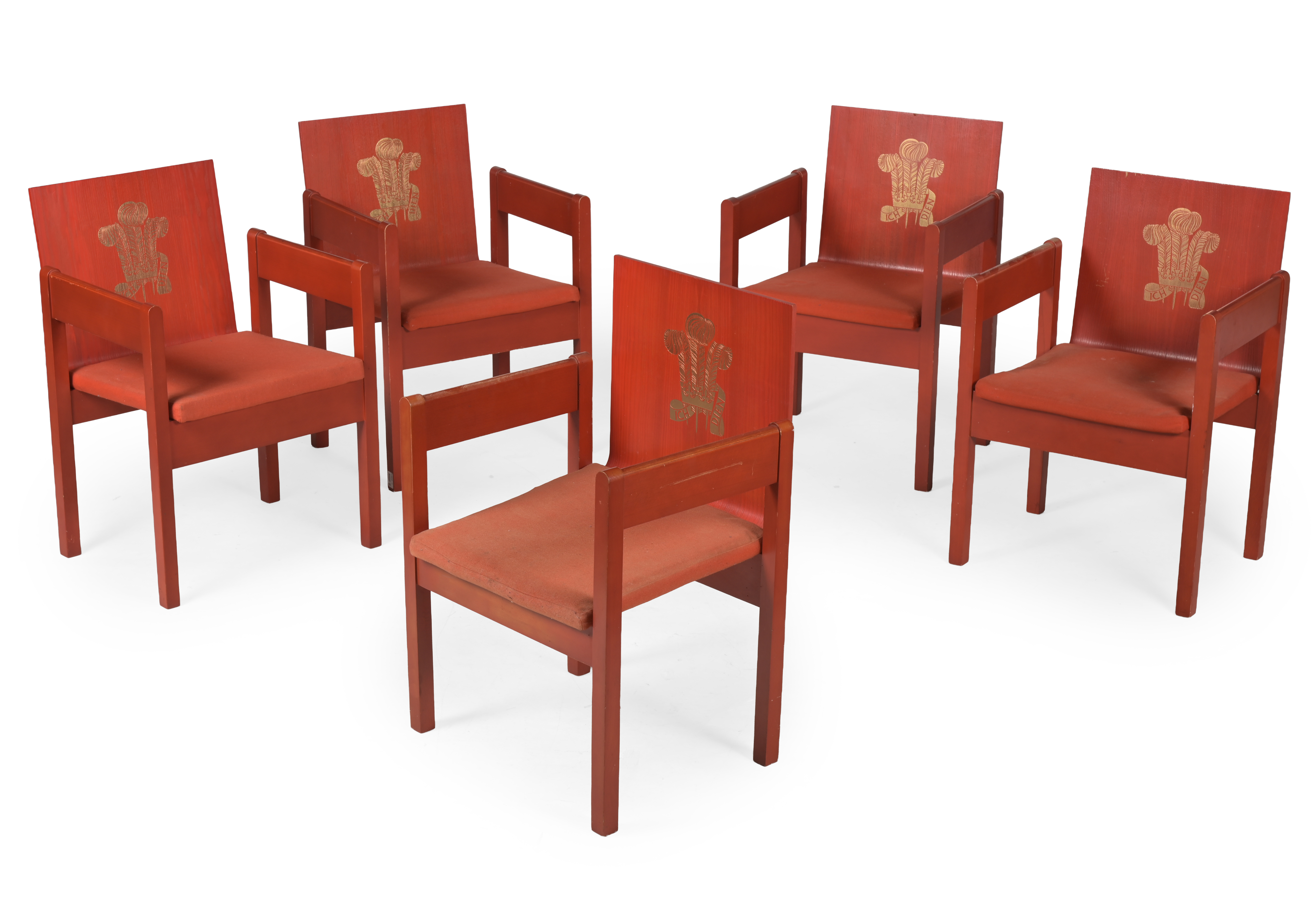 EARL OF SNOWDON (1930-2017), A GROUP OF FIVE 'PRINCE OF WALES INVESTITURE' CHAIRS, 1969