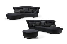 VLADIMIR KAGAN (ATTRIBUTED), A PAIR OF BLACK CHAISE LONGUES SOFAS, EARLY 21ST CENTURY