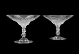 LALIQUE, PAIR OF 'VIRGINIA' COMPOTES, POST 1945