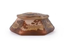 ÉMILE GALLÉ (FRENCH, 1846-1904), PAYSAGE HEXAGONAL LIDDED BOX, CIRCA 1900