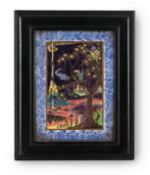 DAISY MAKEIG-JONES (ENGLISH, 1881-1945), 'ELVES IN A PINE TREE' FAIRYLAND LUSTRE PLAQUE, CIRCA 1925