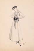 λ ERTÉ (FRENCH, 1892-1990), AFTERNOON DRESS FASHION DESIGN, 1914