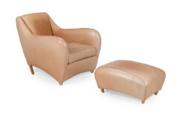 MATTHEW HILTON (BRITISH, B.1957), 'BALZAC' CHAIR AND OTTOMAN, DESIGNED 1991, LATE 20TH CENTURY