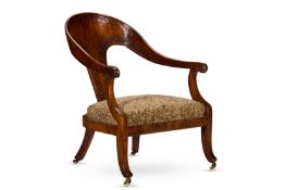 ‡ A MAHOGANY SPOON BACK ARMCHAIR, ITALIAN, EARLY 19TH CENTURY, POSSIBLY SICILY
