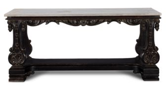 AN EBONISED HARDWOOD CENTRE TABLE, INDIAN, LATE 19TH CENTURY