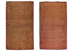 TWO EMBROIDERED MUGHAL TENT HANGINGS, INDIAN, 19TH CENTURY