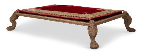A CARVED HARDWOOD MONUMENTAL STOOL, INDO-PORTUGUESE