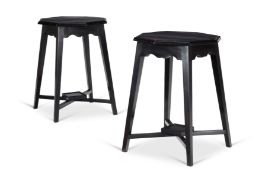Y A PAIR OF SOLID EBONY OCTAGONAL TABLES, INDIAN, MODERN
