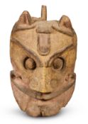 A LARGE PAINTED WOOD CEREMONIAL MASK, ORISSA, INDIA, CIRCA 1920