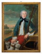 ITALIAN SCHOOL (18TH CENTURY), POTRAIT OF A GENTLEMAN, THREE-QUARTER-LENGTH, SEATED, IN A BLUE COAT