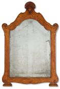 A WALNUT AND MARQUETRY MIRROR, NORTH ITALIAN, MID 18TH CENTURY