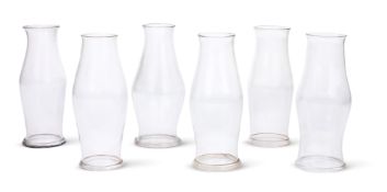 A GROUP OF SIX SIMILAR CLEAR GLASS STORM SHADES, LATE 19TH CENTURY