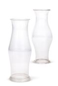 TWO LARGE SIMILAR CLEAR GLASS STORM SHADES, LATE 19TH CENTURY