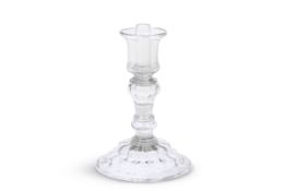 A BALUSTER CLEAR-GLASS CANDLESTICK, CONTINENTAL, 18TH CENTURY