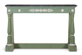 ‡ AN EMPIRE GREEN AND WHITE PAINTED SIDE TABLE, FRENCH, 19TH CENTURY
